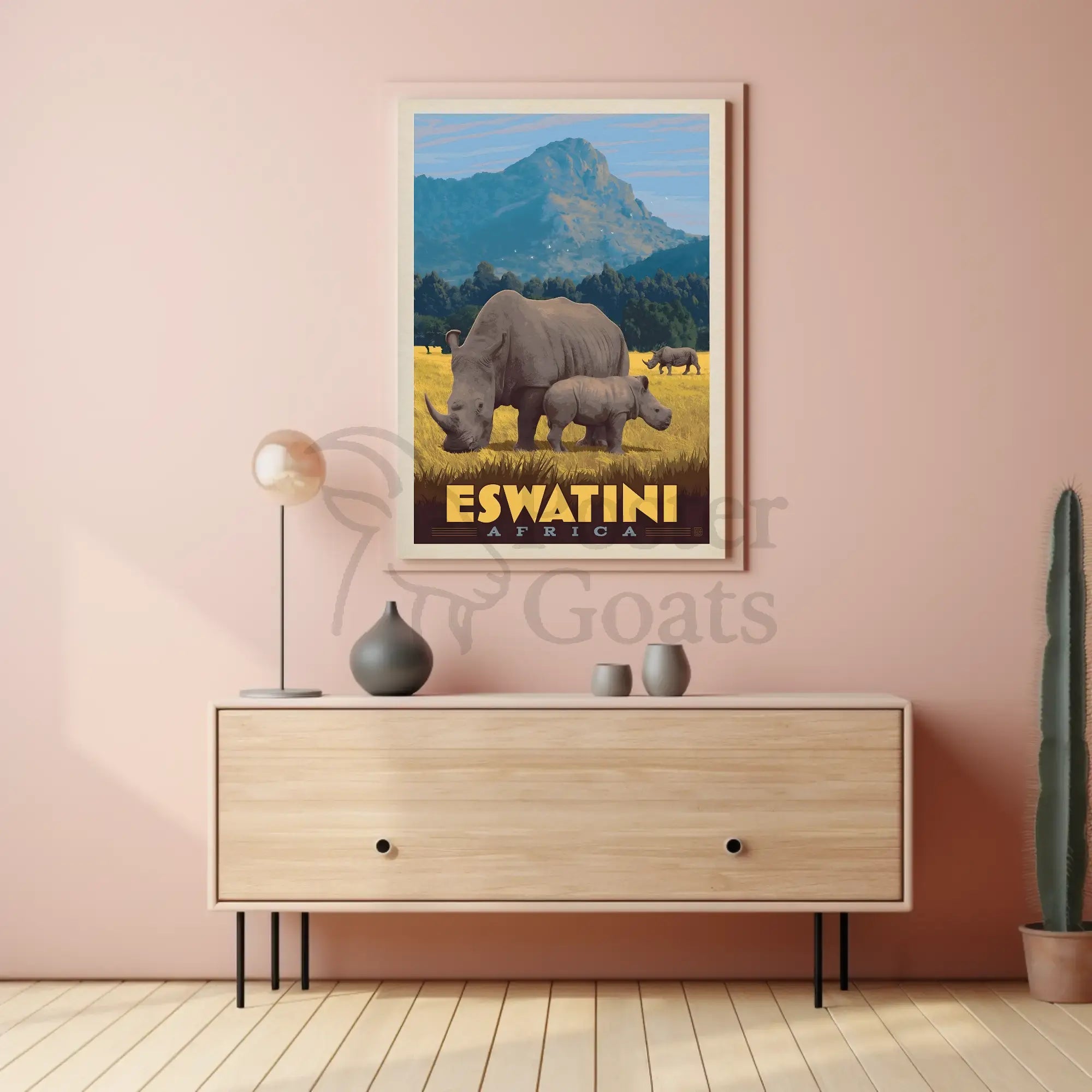 Eswatini Wildlife Safari Vintage Travel Poster PosterGoat