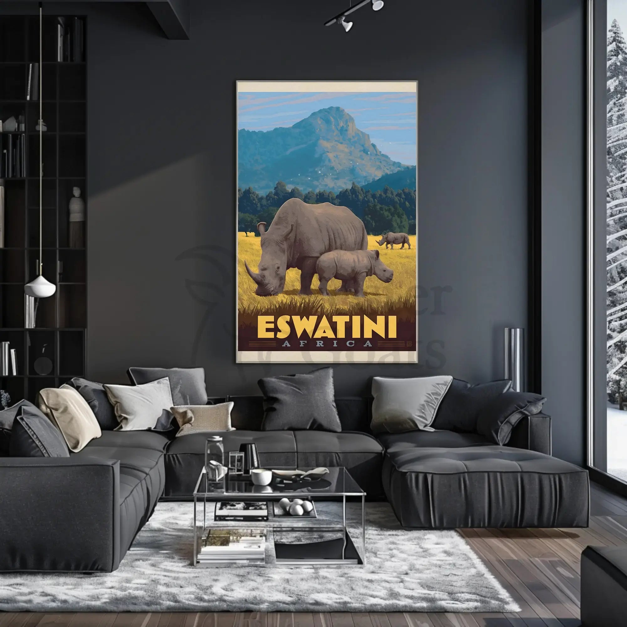 Eswatini Wildlife Safari Vintage Travel Poster PosterGoat