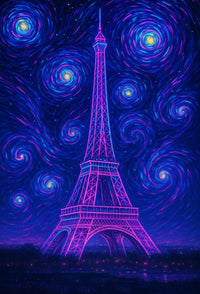 Ethereal Eiffel Tower Neon Surrealism Travel Poster PosterGoat