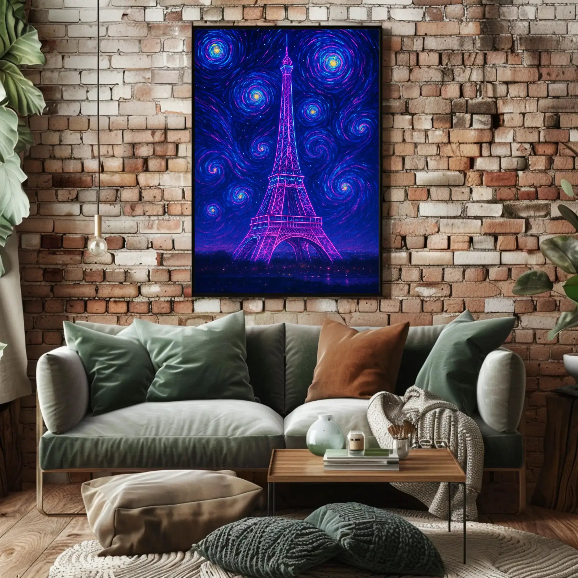 Ethereal Eiffel Tower Neon Surrealism Travel Poster PosterGoat