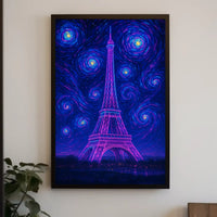 Ethereal Eiffel Tower Neon Surrealism Travel Poster PosterGoat