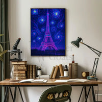 Ethereal Eiffel Tower Neon Surrealism Travel Poster PosterGoat
