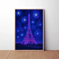 Ethereal Eiffel Tower Neon Surrealism Travel Poster PosterGoat
