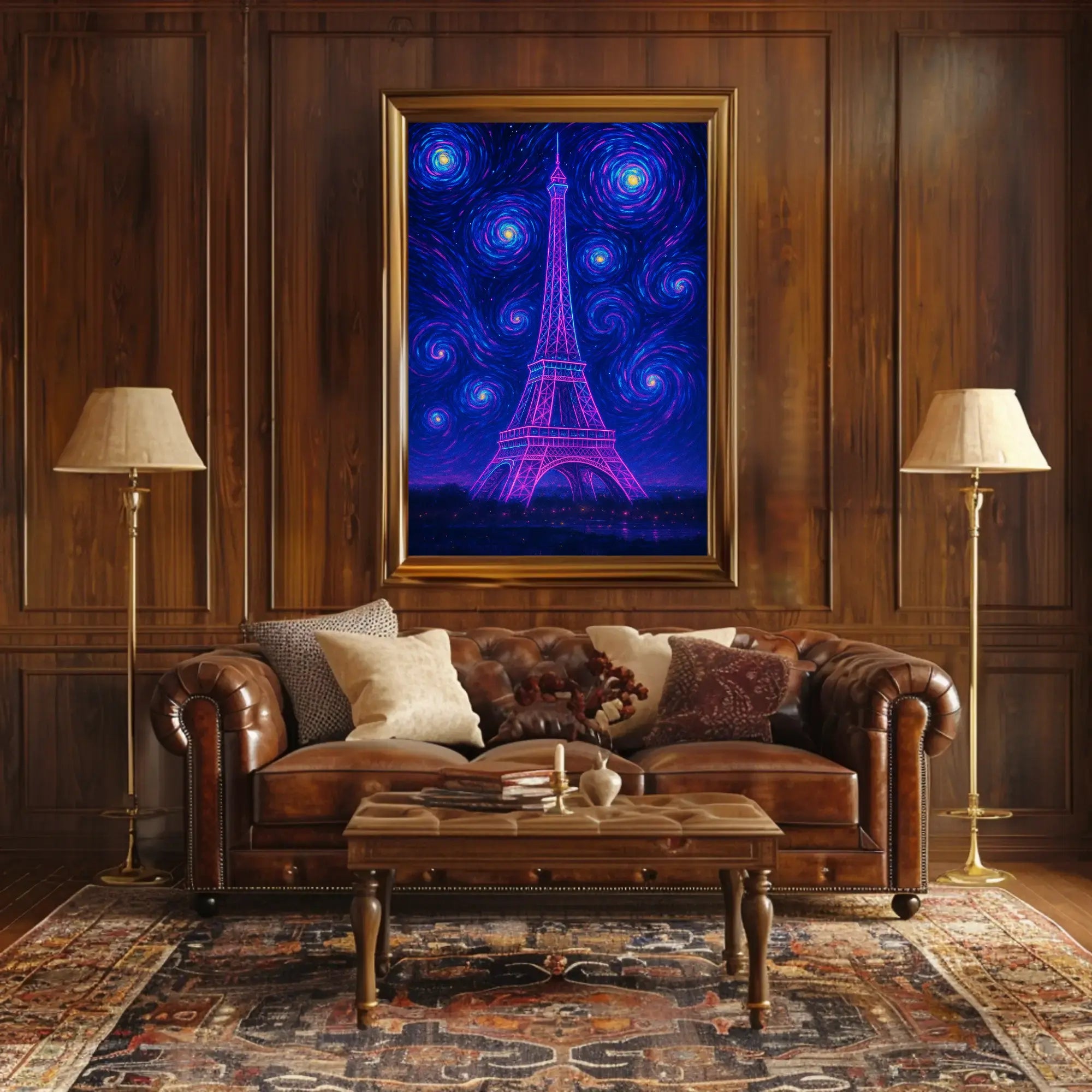 Ethereal Eiffel Tower Neon Surrealism Travel Poster PosterGoat