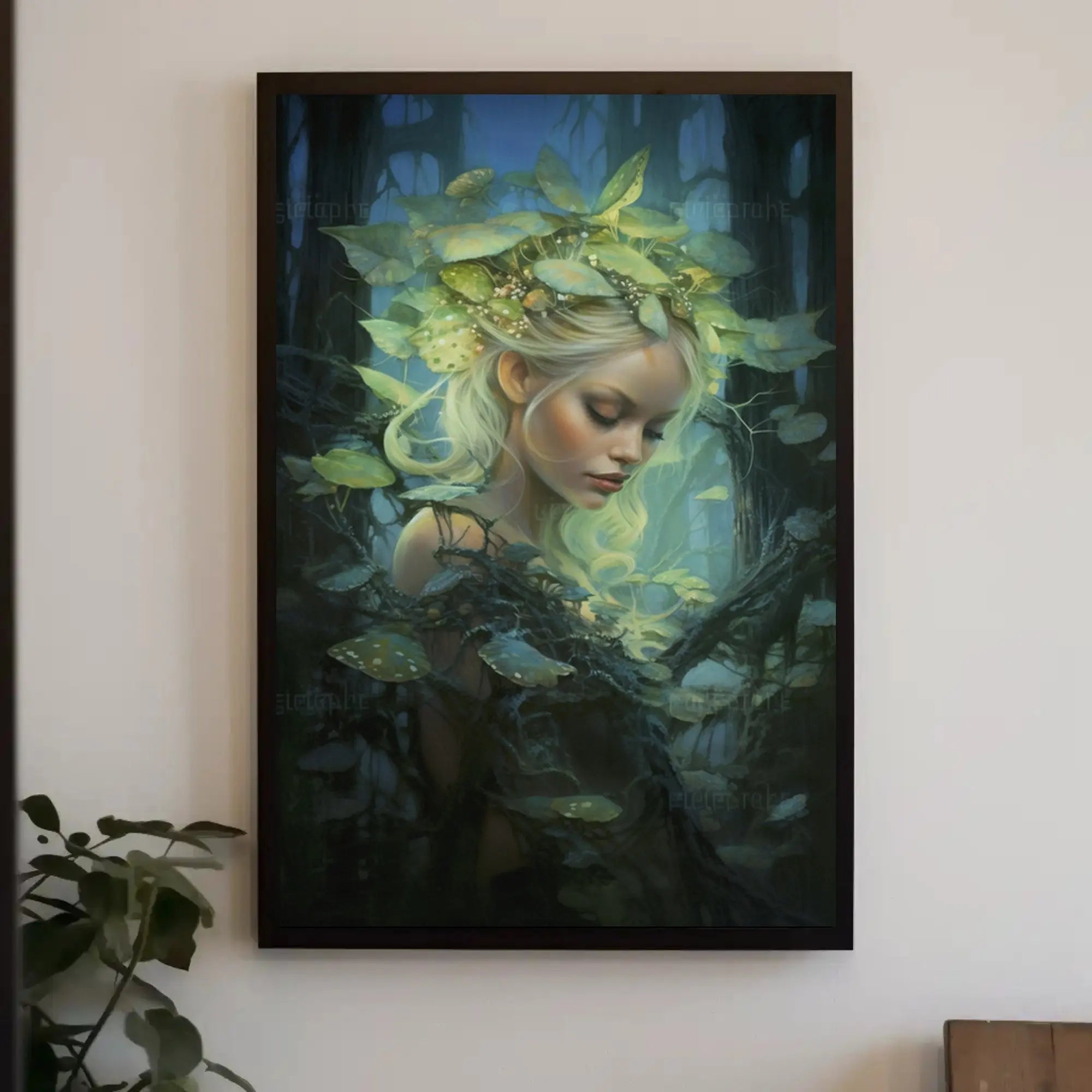 Ethereal Forest Muse in Mystical Setting Artistic Poster PosterGoat