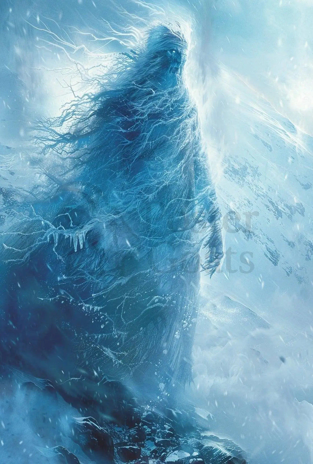 Ethereal Ghostly Presence in Wintry Artistic Poster PosterGoat