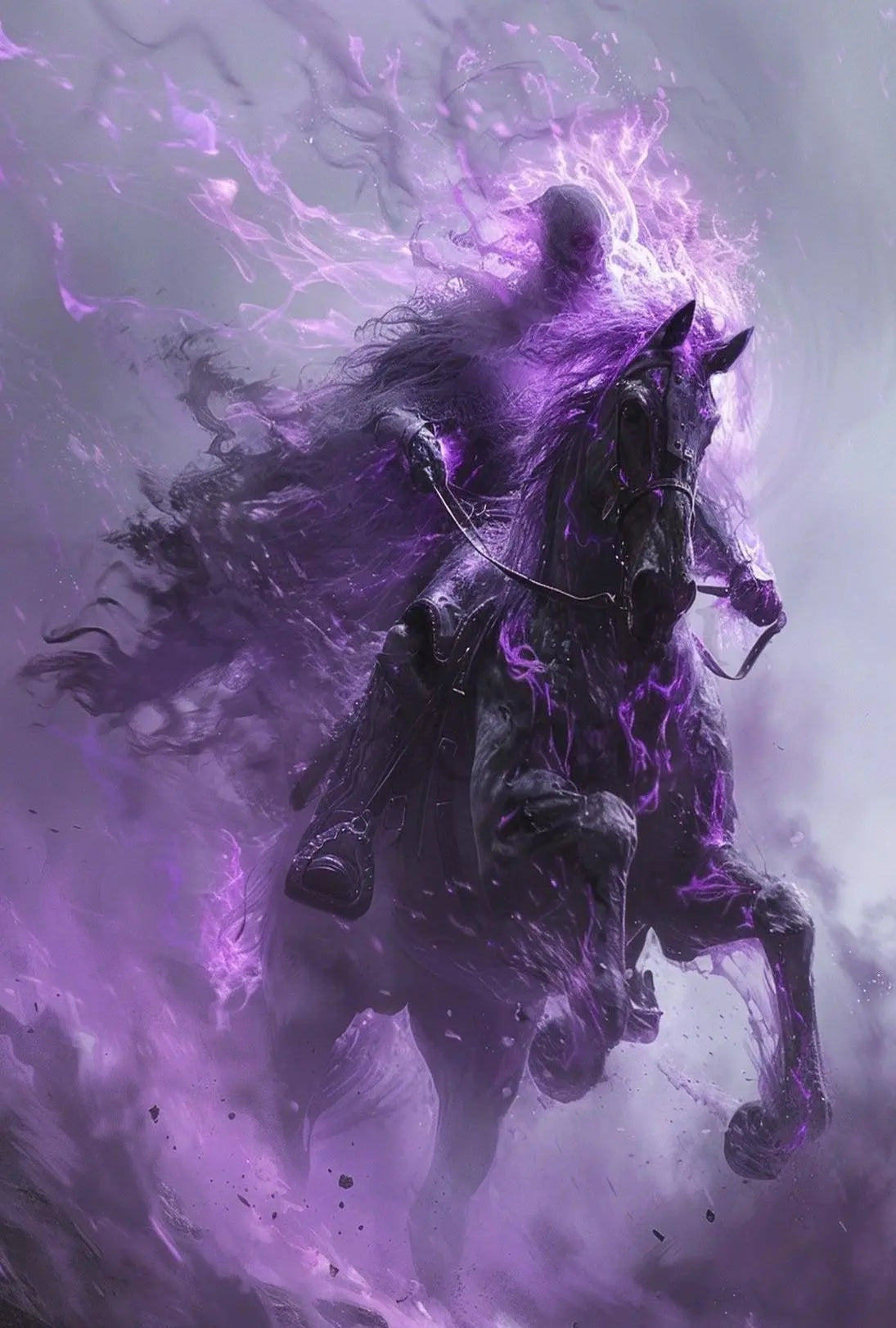 Ethereal Horseman in Misty Realm Fantasy Poster PosterGoat