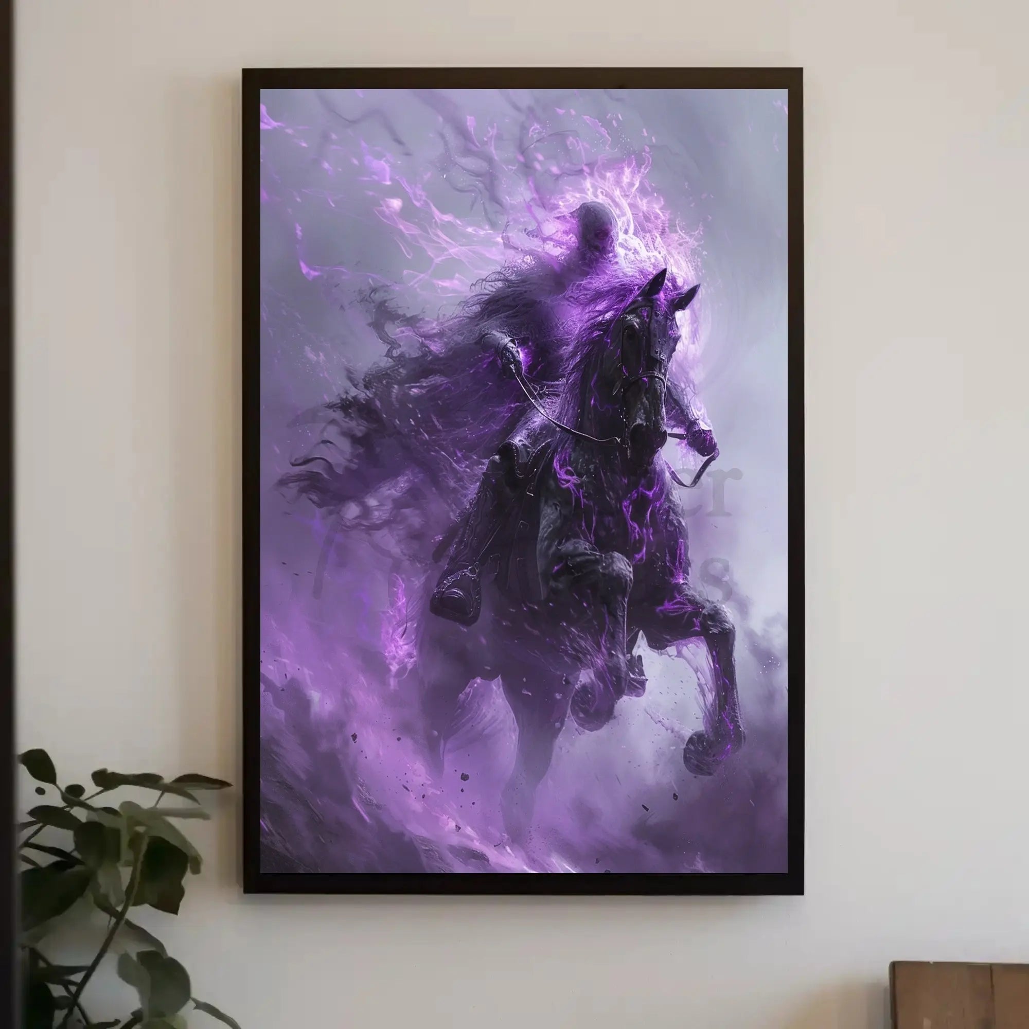 Ethereal Horseman in Misty Realm Fantasy Poster PosterGoat