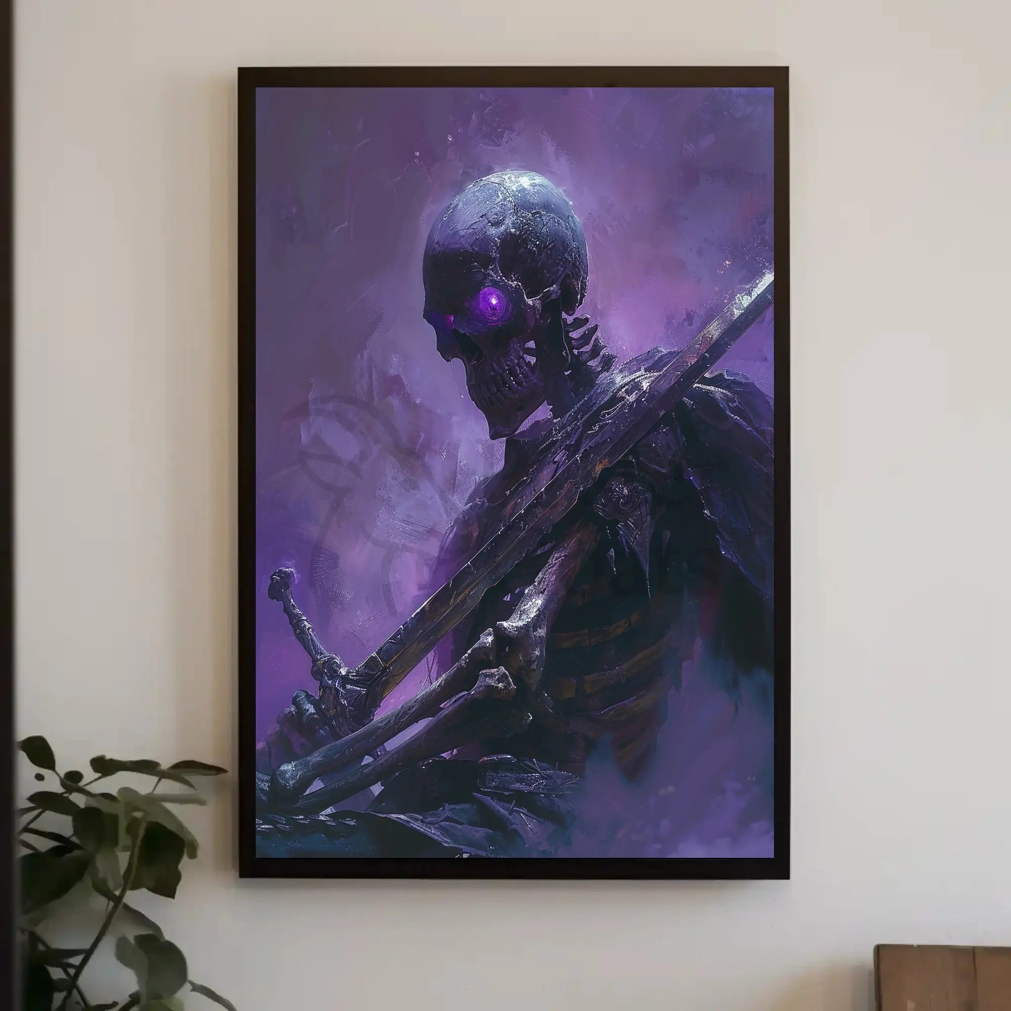 Ethereal Skeletal Warrior Dark Fantasy Artistic Poster PosterGoat