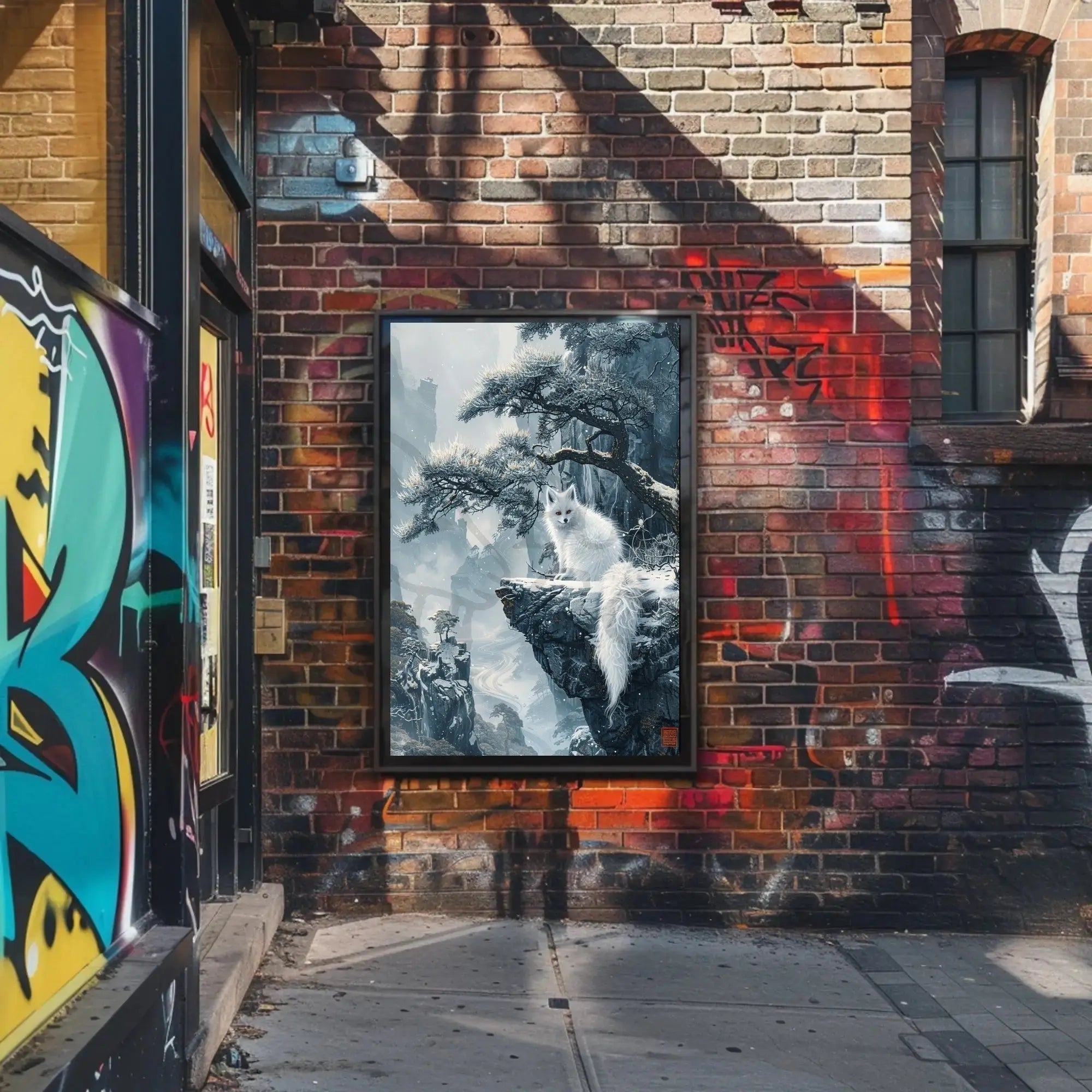 Ethereal Winter Landscape with Mystical Fox Art Poster PosterGoat