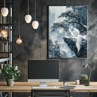 Ethereal Winter Landscape with Mystical Fox Art Poster PosterGoat