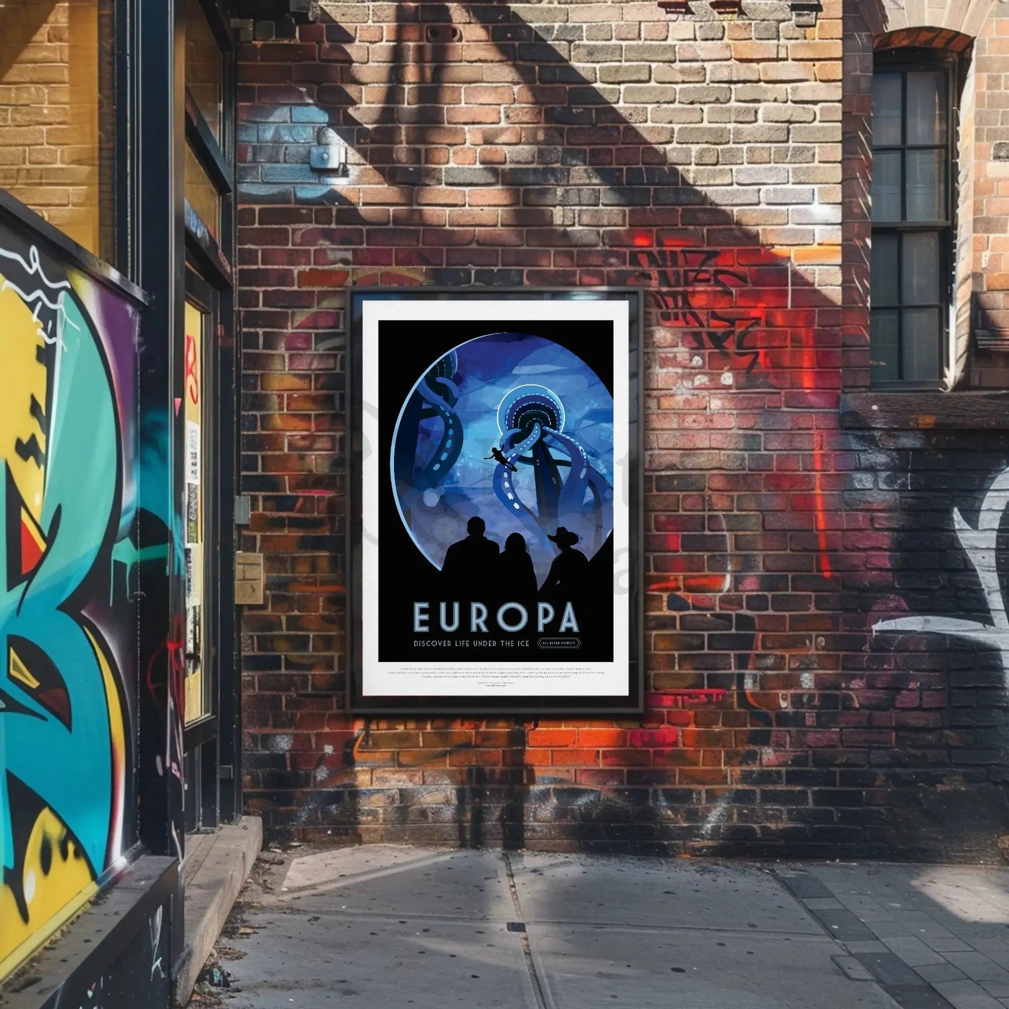Europa's Icy Adventure Awaits Futuristic Sci-Fi Poster PosterGoat