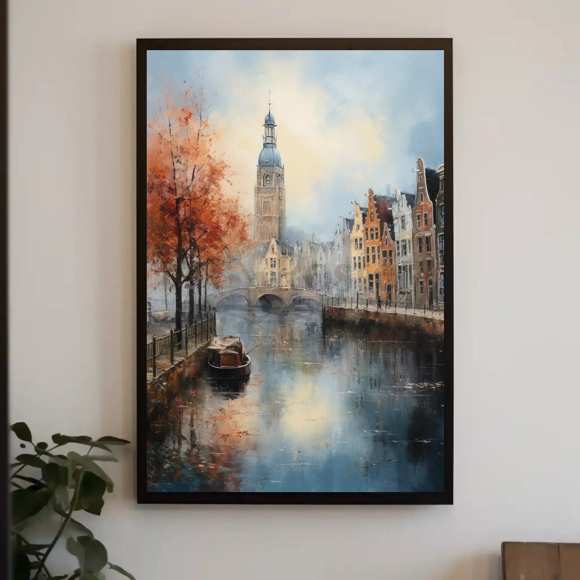 European Canal Autumn Scene: Abstract, Artistic, or Pop Culture Poster PosterGoat