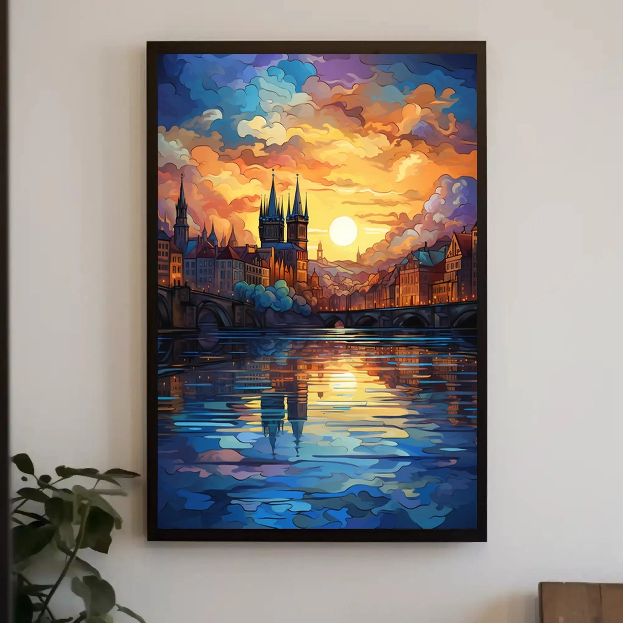 European Cityscape at Twilight Abstract, Artistic, or Pop Culture Poster PosterGoat
