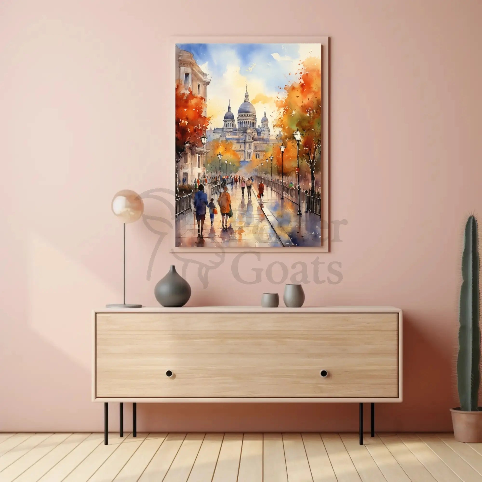 European Fall Scene Watercolor Art Travel Poster PosterGoat