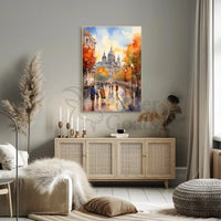 European Fall Scene Watercolor Art Travel Poster PosterGoat