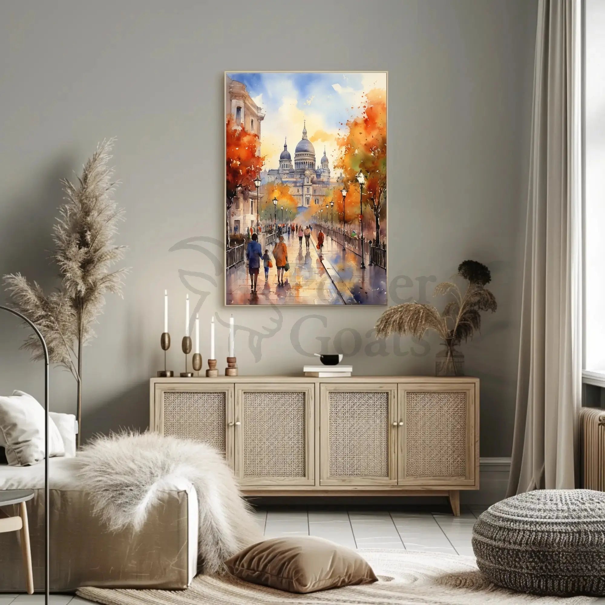 European Fall Scene Watercolor Art Travel Poster PosterGoat