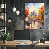 European Fall Scene Watercolor Art Travel Poster PosterGoat