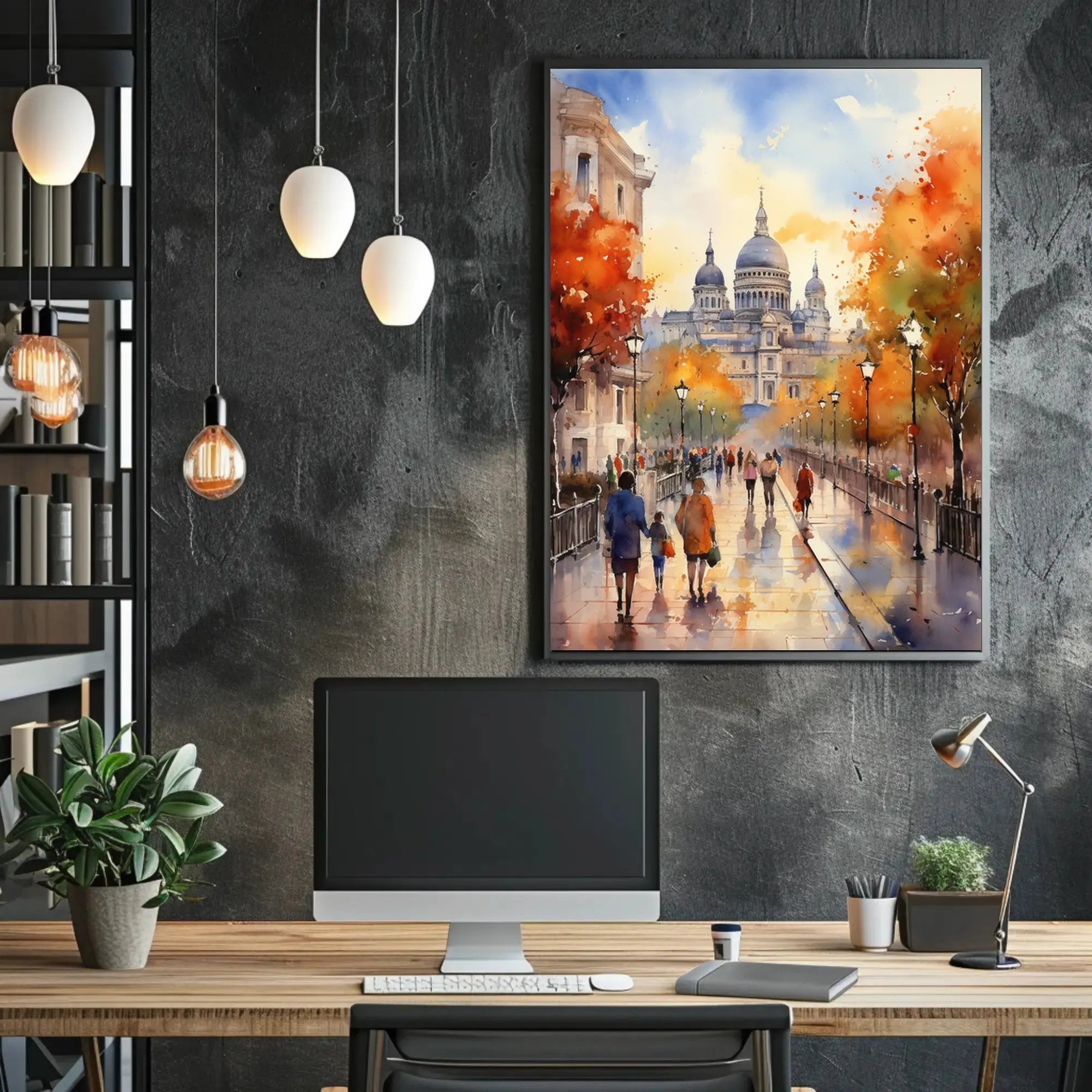 European Fall Scene Watercolor Art Travel Poster PosterGoat