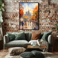 European Fall Scene Watercolor Art Travel Poster PosterGoat