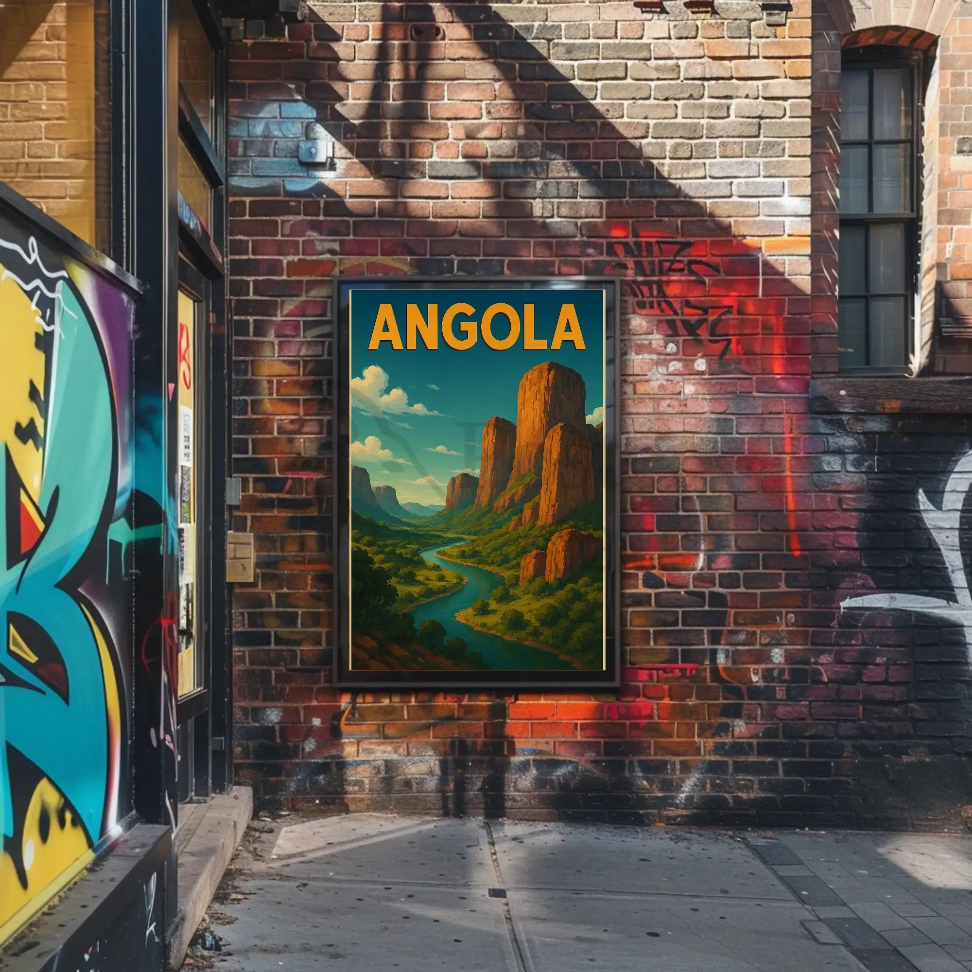 Explore Angola's Vibrant River Valley Travel Poster PosterGoat