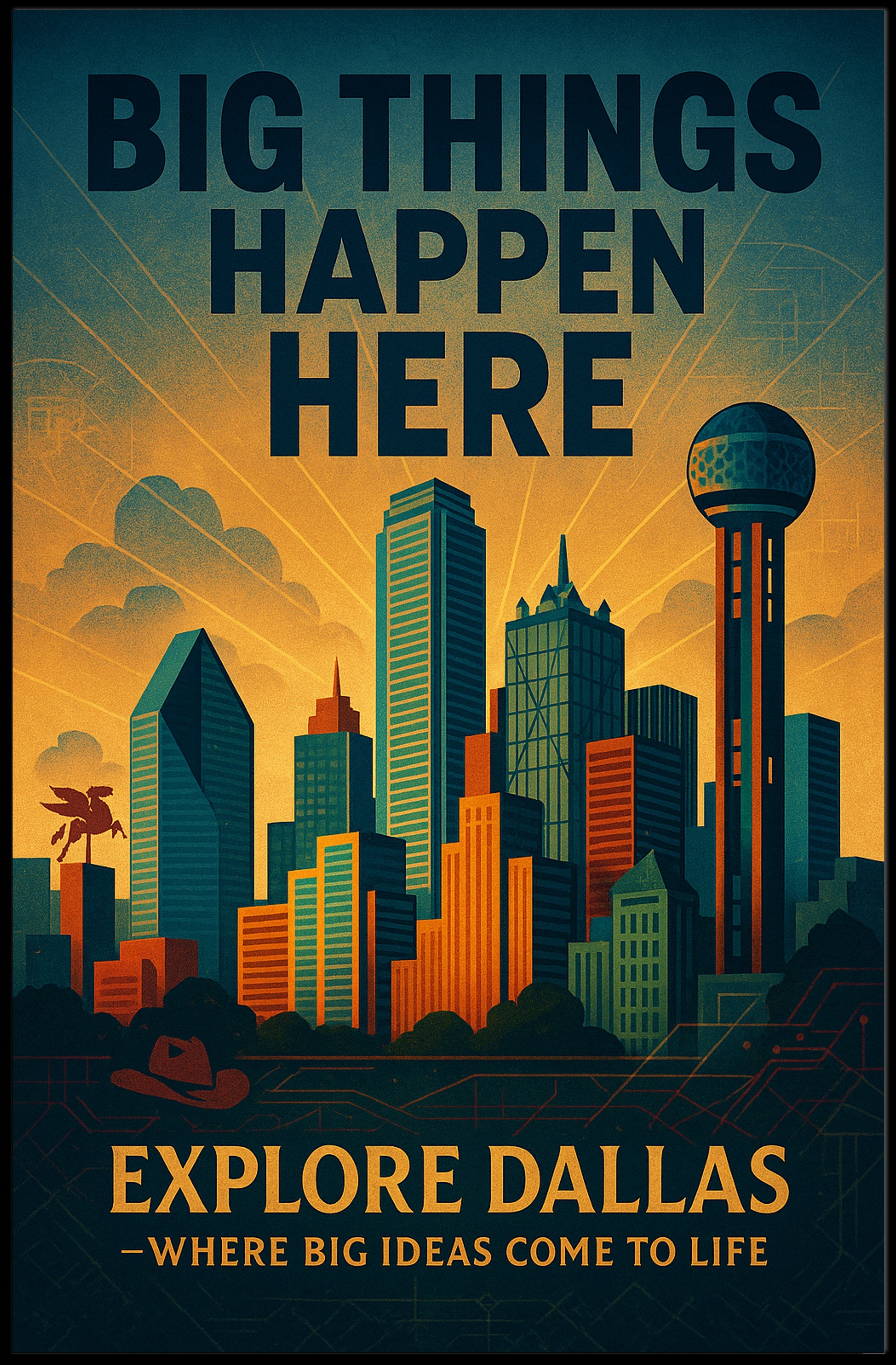 Explore Dallas Vintage Travel Poster PosterGoat