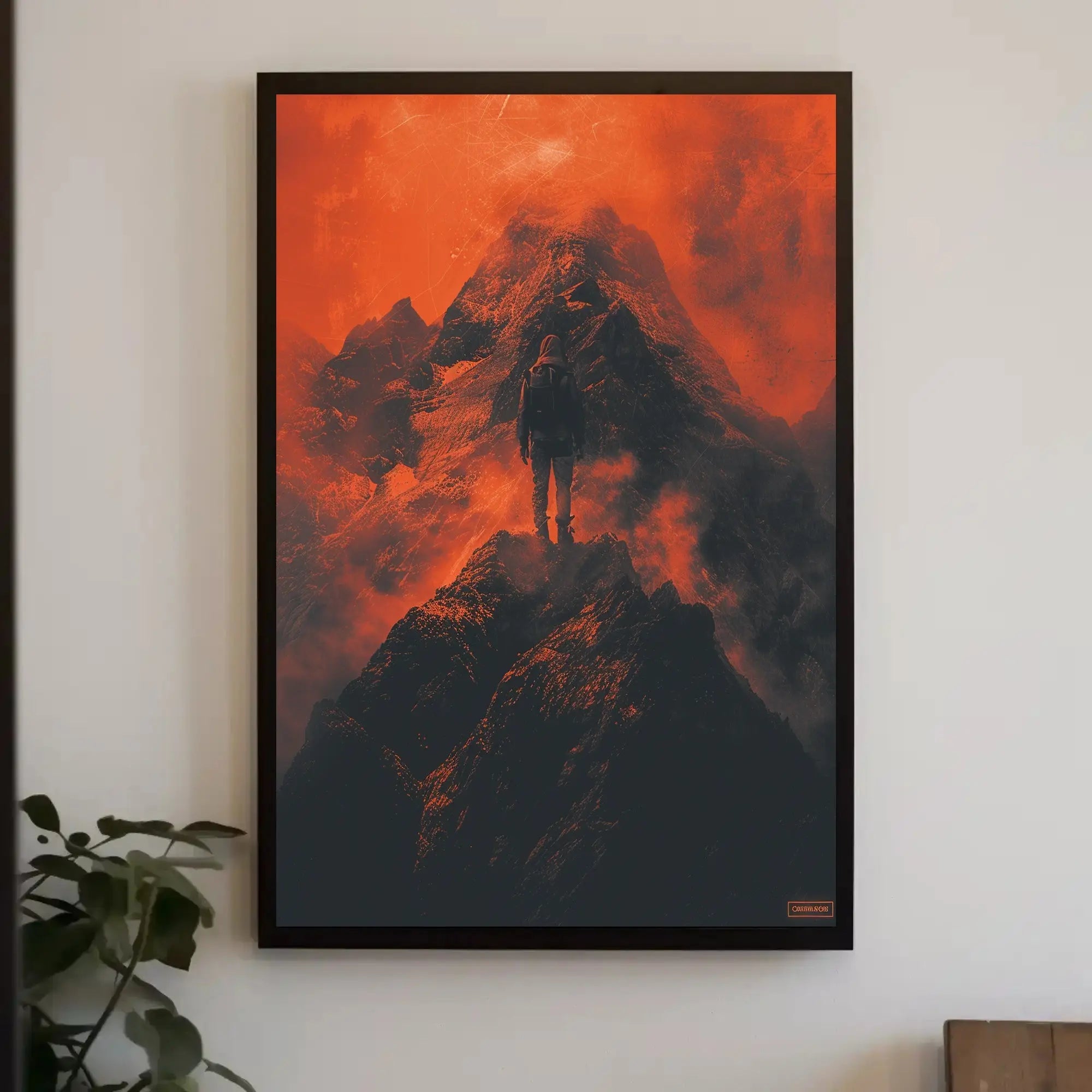 Explore Solitude: Surreal Mountain Adventure Artistic Poster PosterGoat