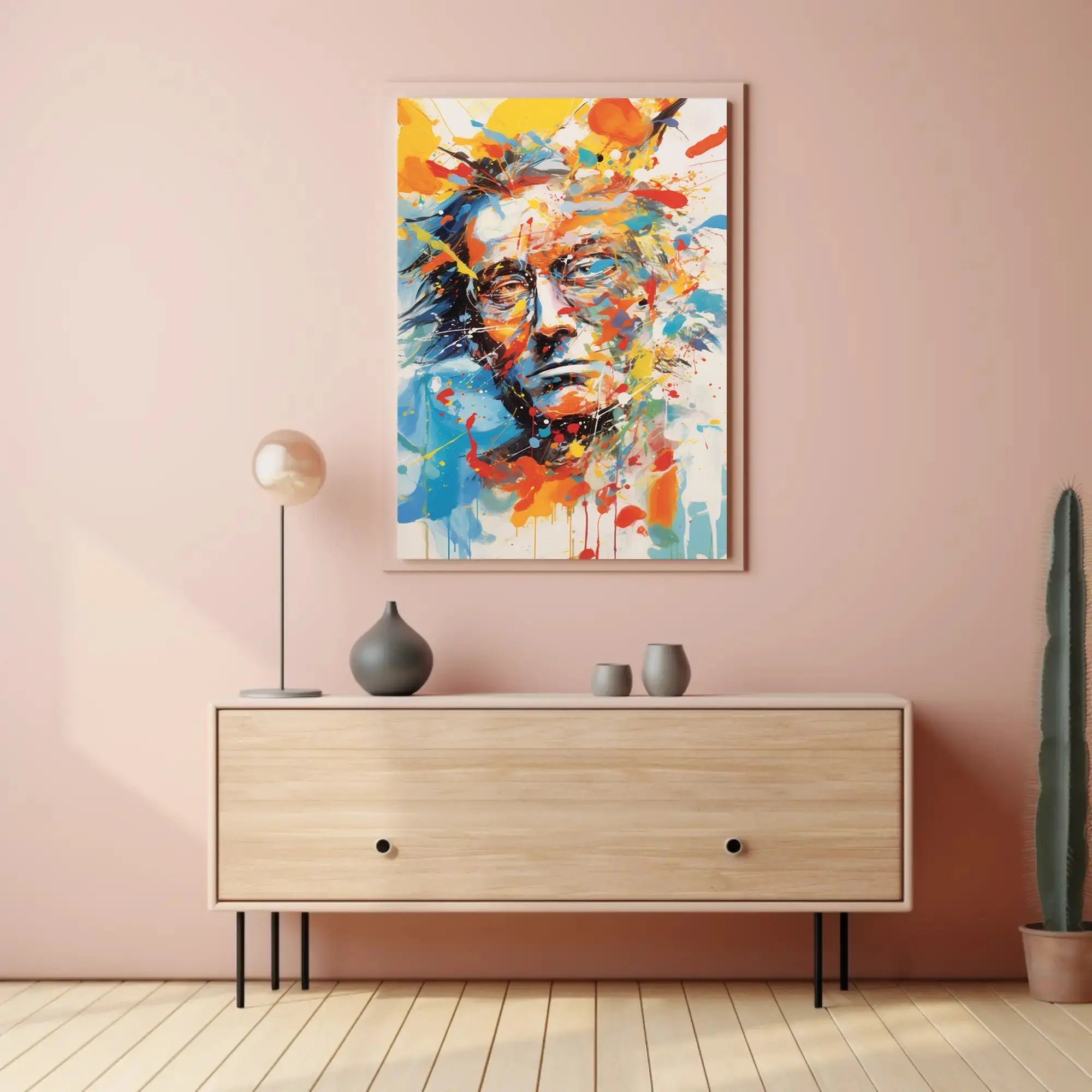 Expressionist Male Portrait with Vibrant Colors Artistic Poster PosterGoat