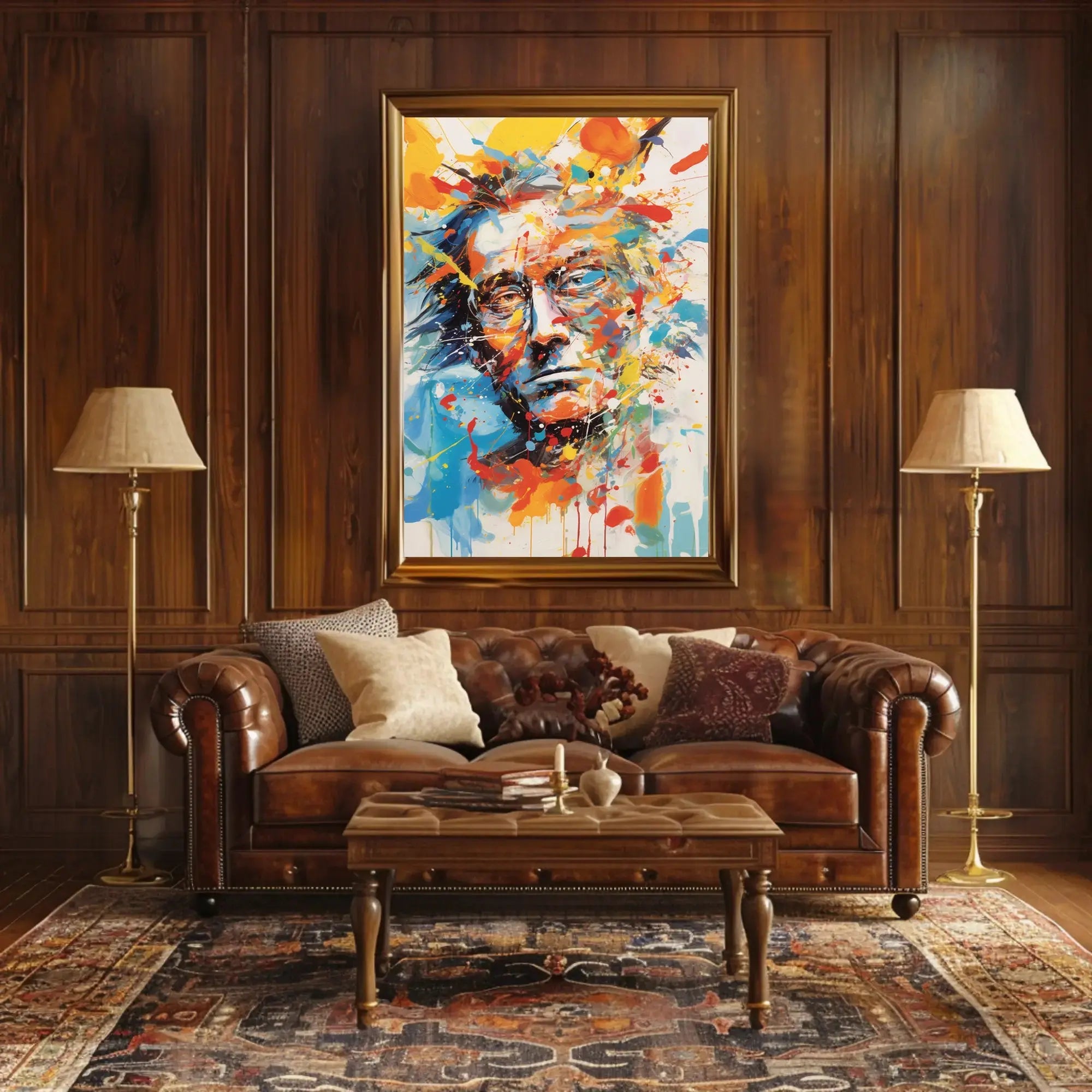 Expressionist Male Portrait with Vibrant Colors Artistic Poster PosterGoat