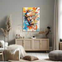 Expressionist Male Portrait with Vibrant Colors Artistic Poster PosterGoat