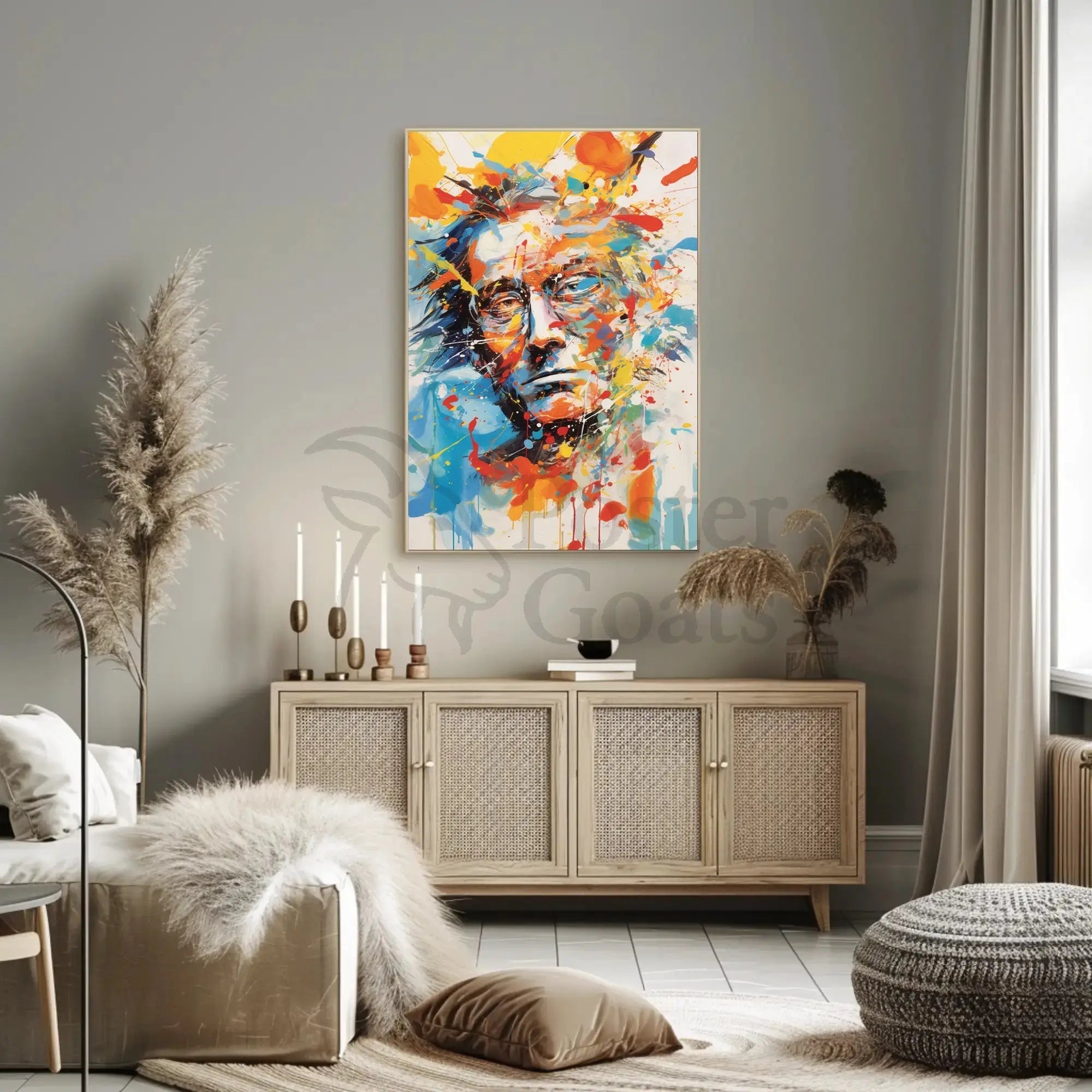 Expressionist Male Portrait with Vibrant Colors Artistic Poster PosterGoat