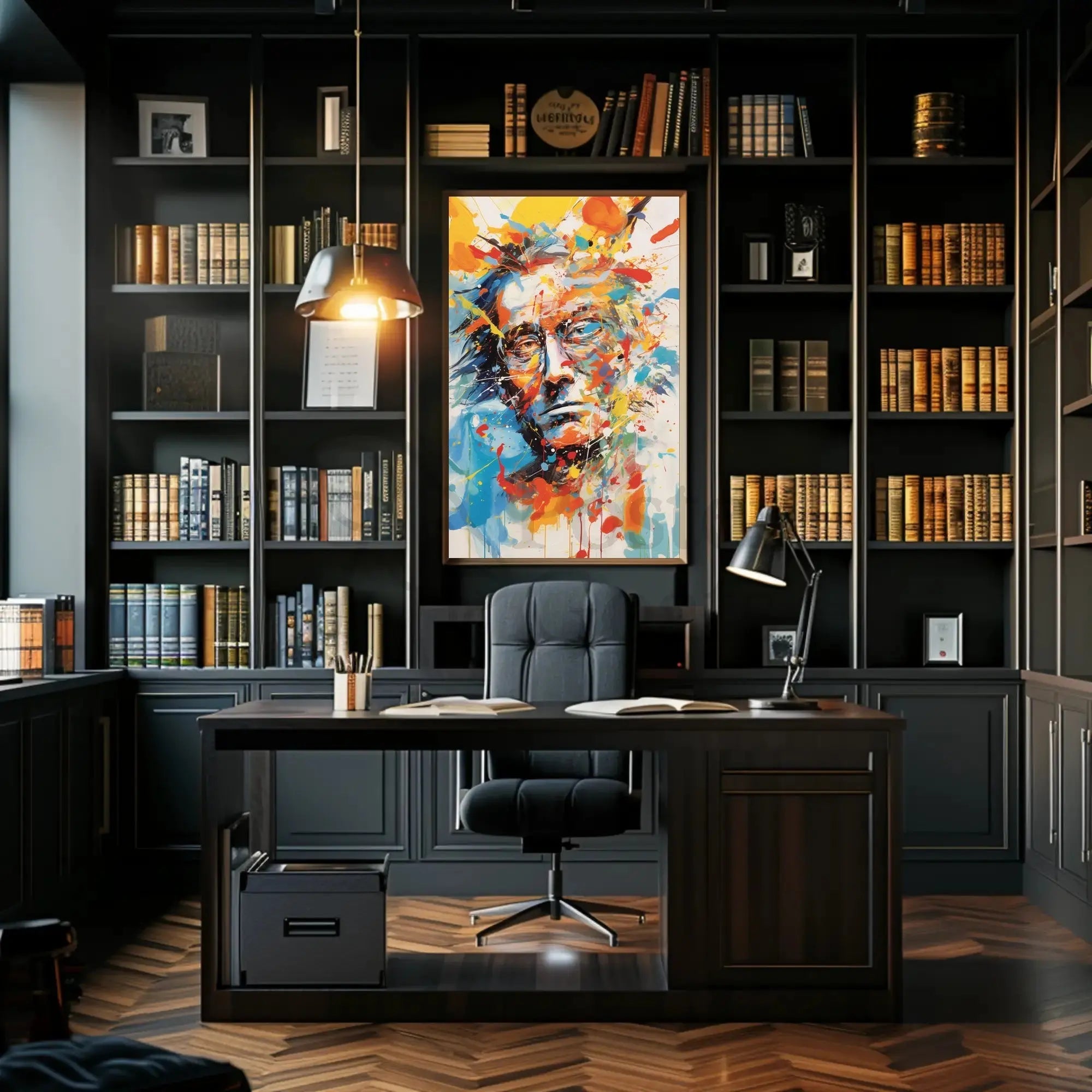 Expressionist Male Portrait with Vibrant Colors Artistic Poster PosterGoat