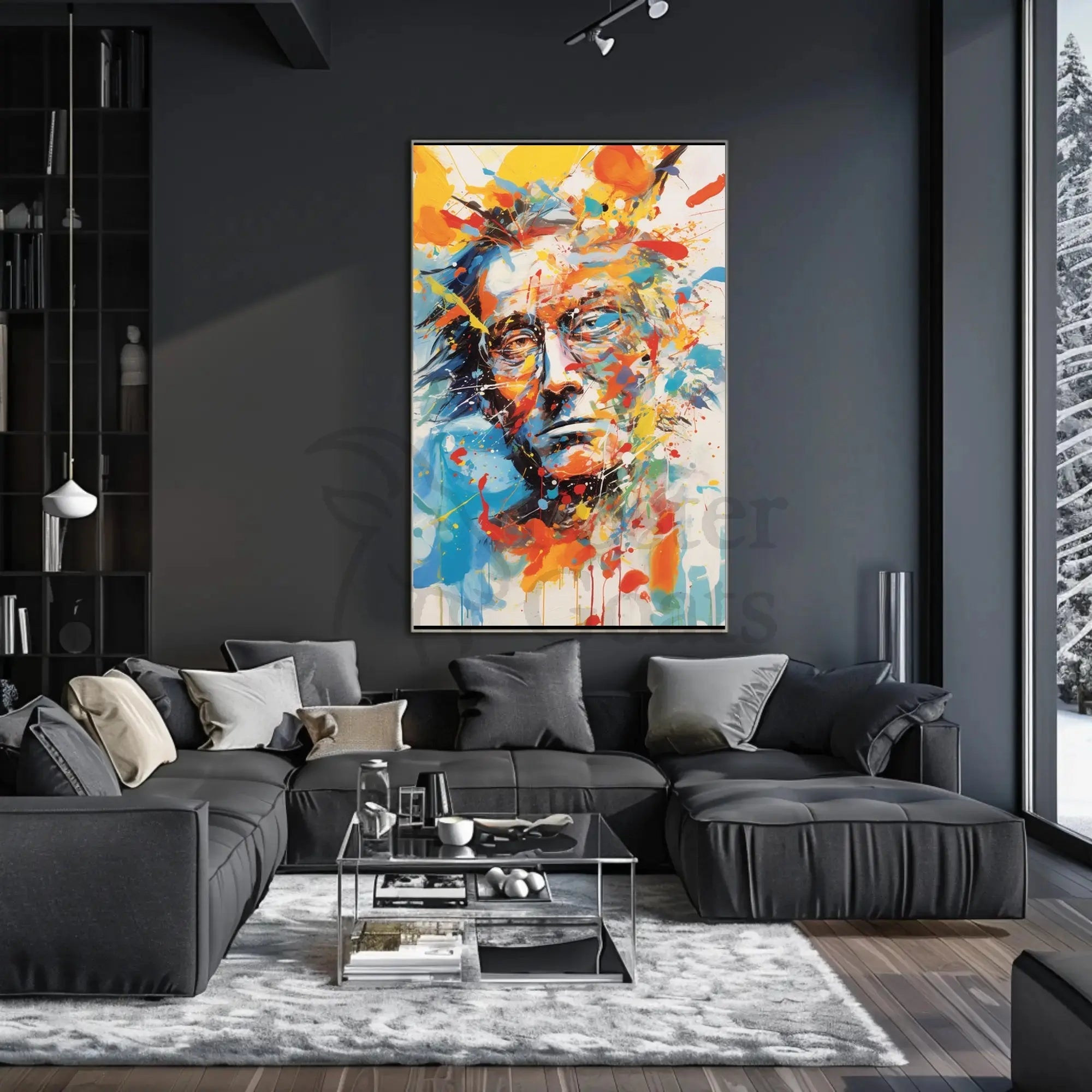 Expressionist Male Portrait with Vibrant Colors Artistic Poster PosterGoat