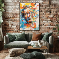 Expressionist Male Portrait with Vibrant Colors Artistic Poster PosterGoat