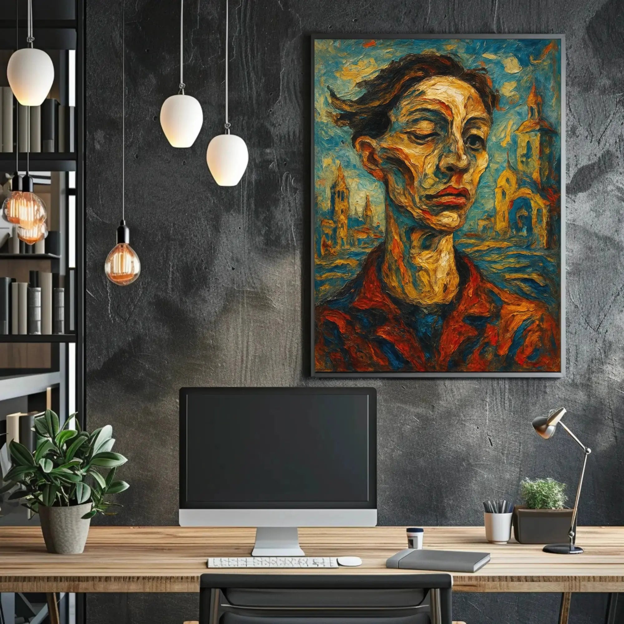 Expressionist Portrait with Medieval Influence: Abstract, Artistic, or Pop Culture Poster PosterGoat