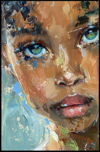 Expressive Abstract Portrait with Intense Gaze Artistic Poster PosterGoat