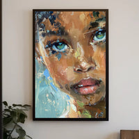 Expressive Abstract Portrait with Intense Gaze Artistic Poster PosterGoat
