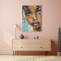 Expressive Abstract Portrait with Intense Gaze Artistic Poster PosterGoat