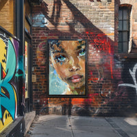 Expressive Abstract Portrait with Intense Gaze Artistic Poster PosterGoat