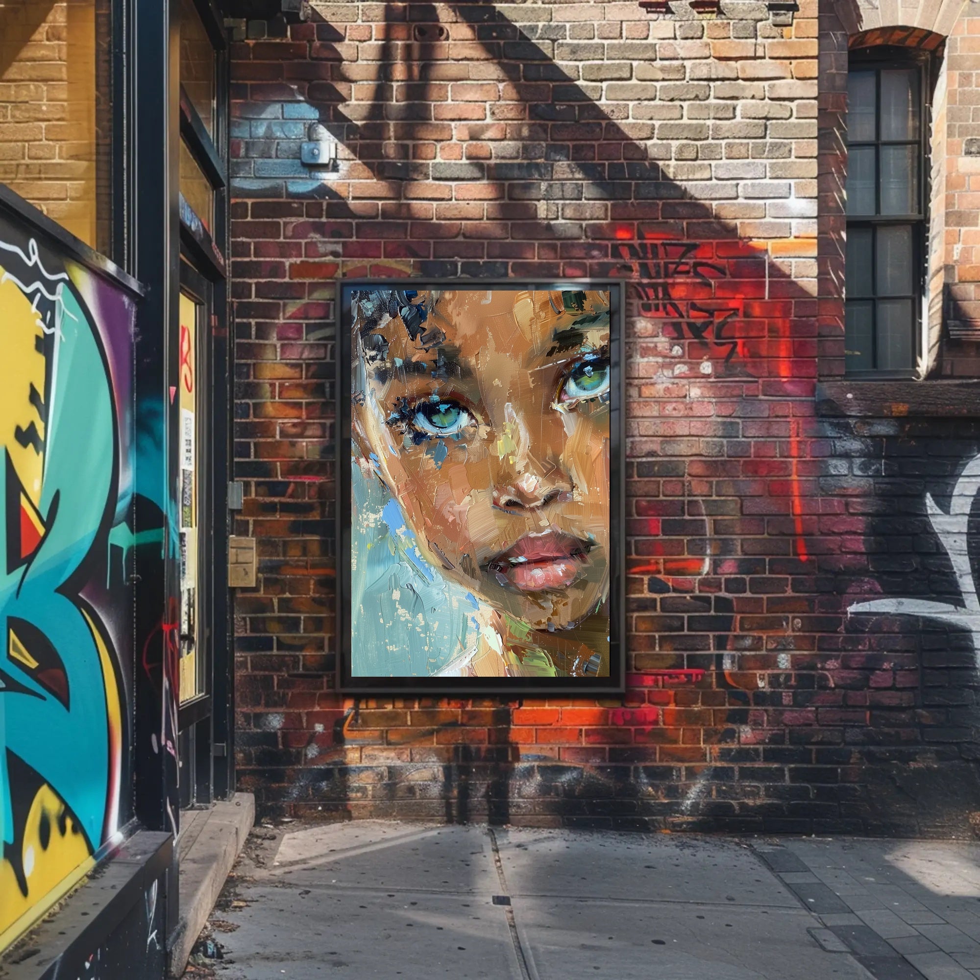 Expressive Abstract Portrait with Intense Gaze Artistic Poster PosterGoat