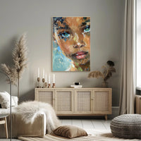 Expressive Abstract Portrait with Intense Gaze Artistic Poster PosterGoat