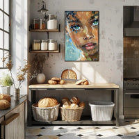 Expressive Abstract Portrait with Intense Gaze Artistic Poster PosterGoat