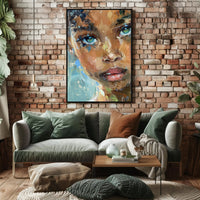 Expressive Abstract Portrait with Intense Gaze Artistic Poster PosterGoat