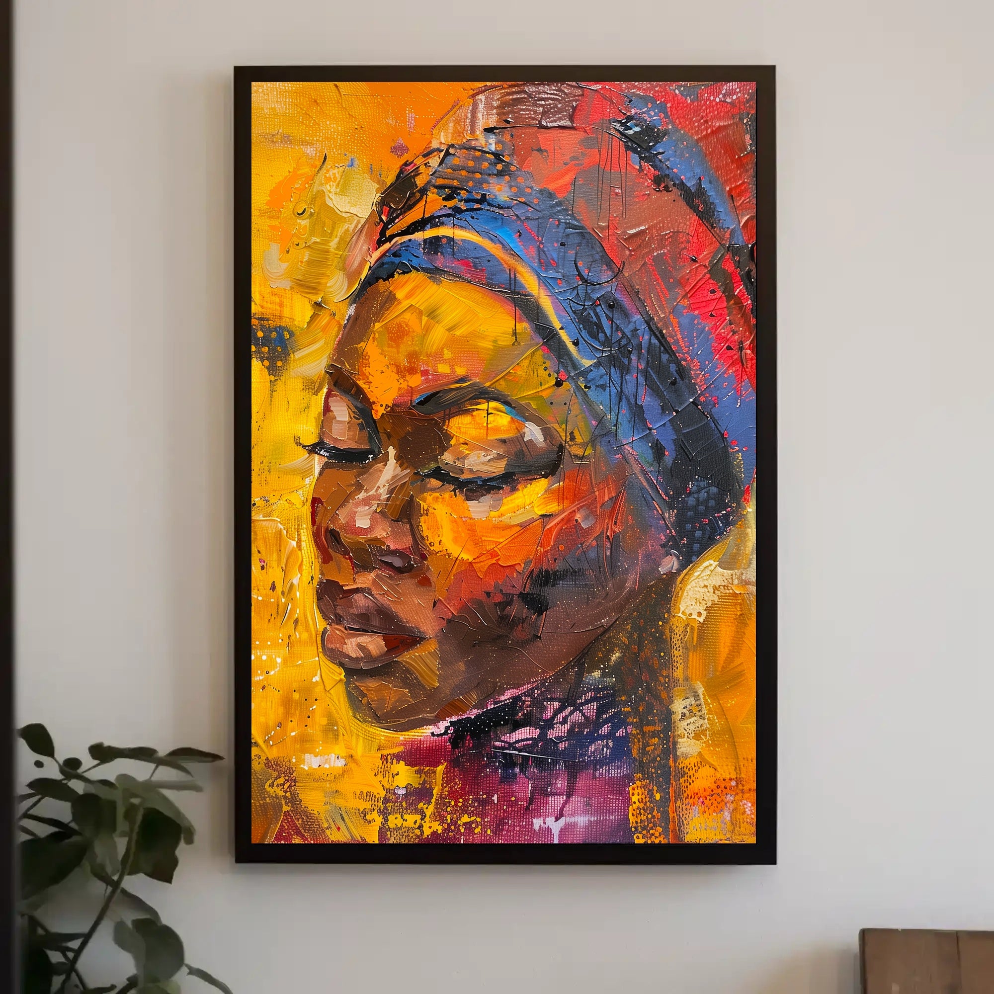 Expressive Abstract Portrait with Vibrant Colors in Artistic Poster PosterGoat