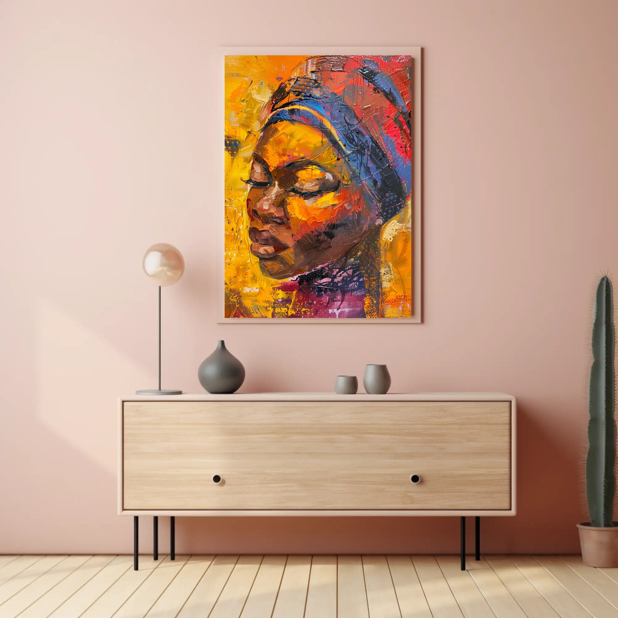 Expressive Abstract Portrait with Vibrant Colors in Artistic Poster PosterGoat