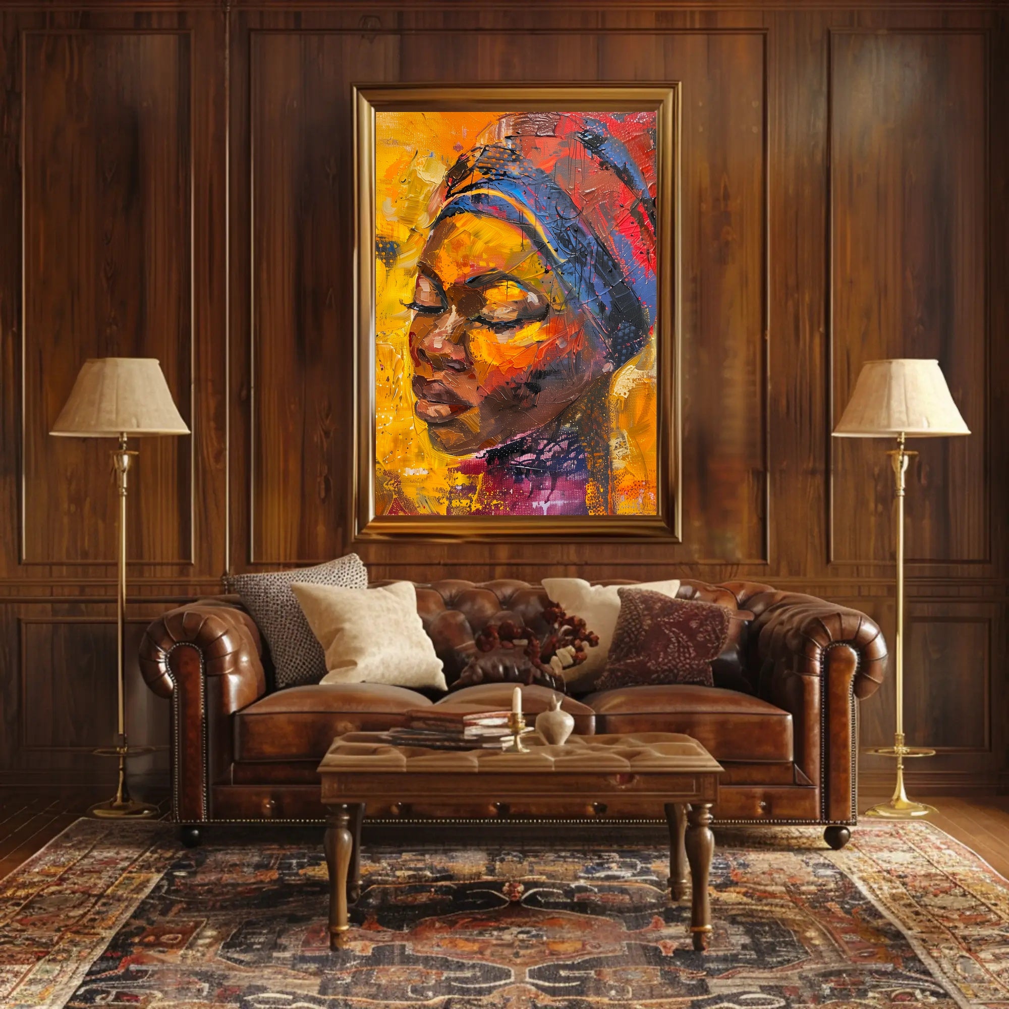 Expressive Abstract Portrait with Vibrant Colors in Artistic Poster PosterGoat