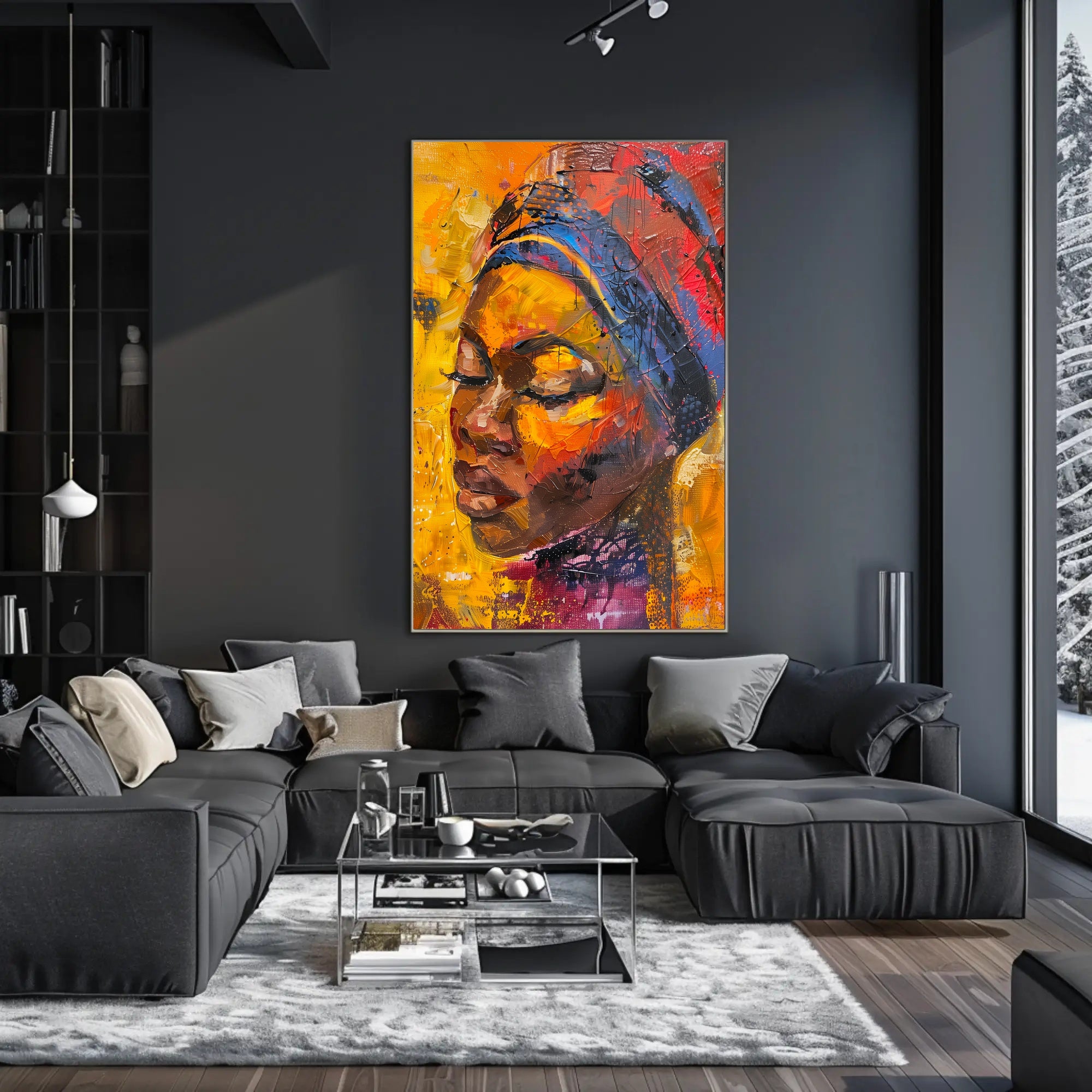 Expressive Abstract Portrait with Vibrant Colors in Artistic Poster PosterGoat