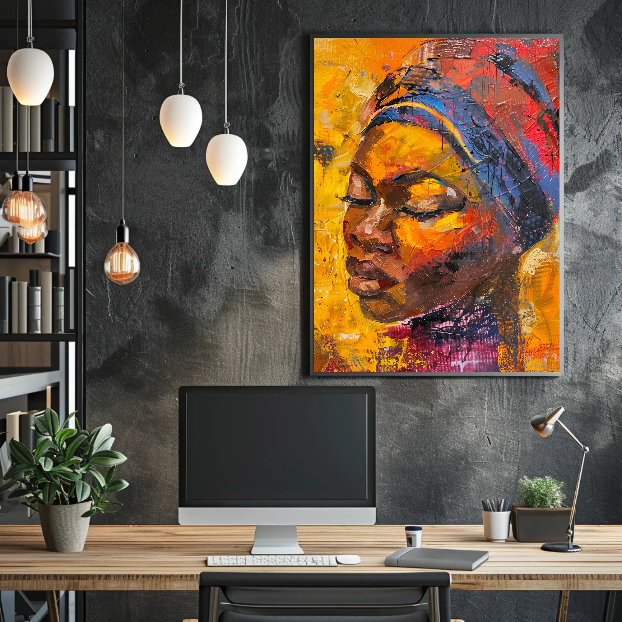 Expressive Abstract Portrait with Vibrant Colors in Artistic Poster PosterGoat