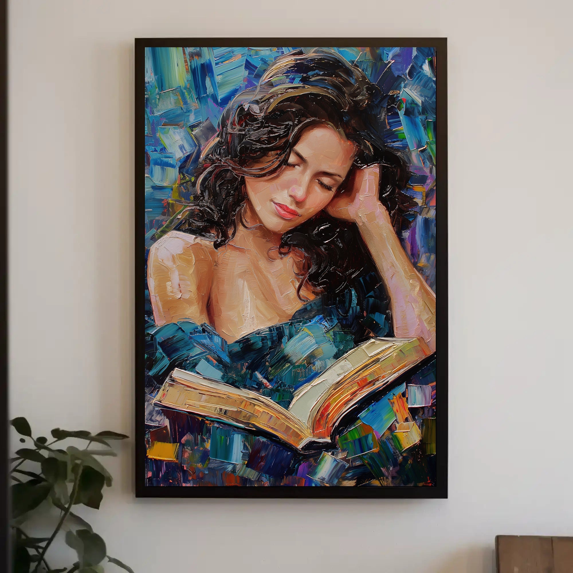 Expressive Painting of Woman Reading: Abstract or Artistic Poster PosterGoat