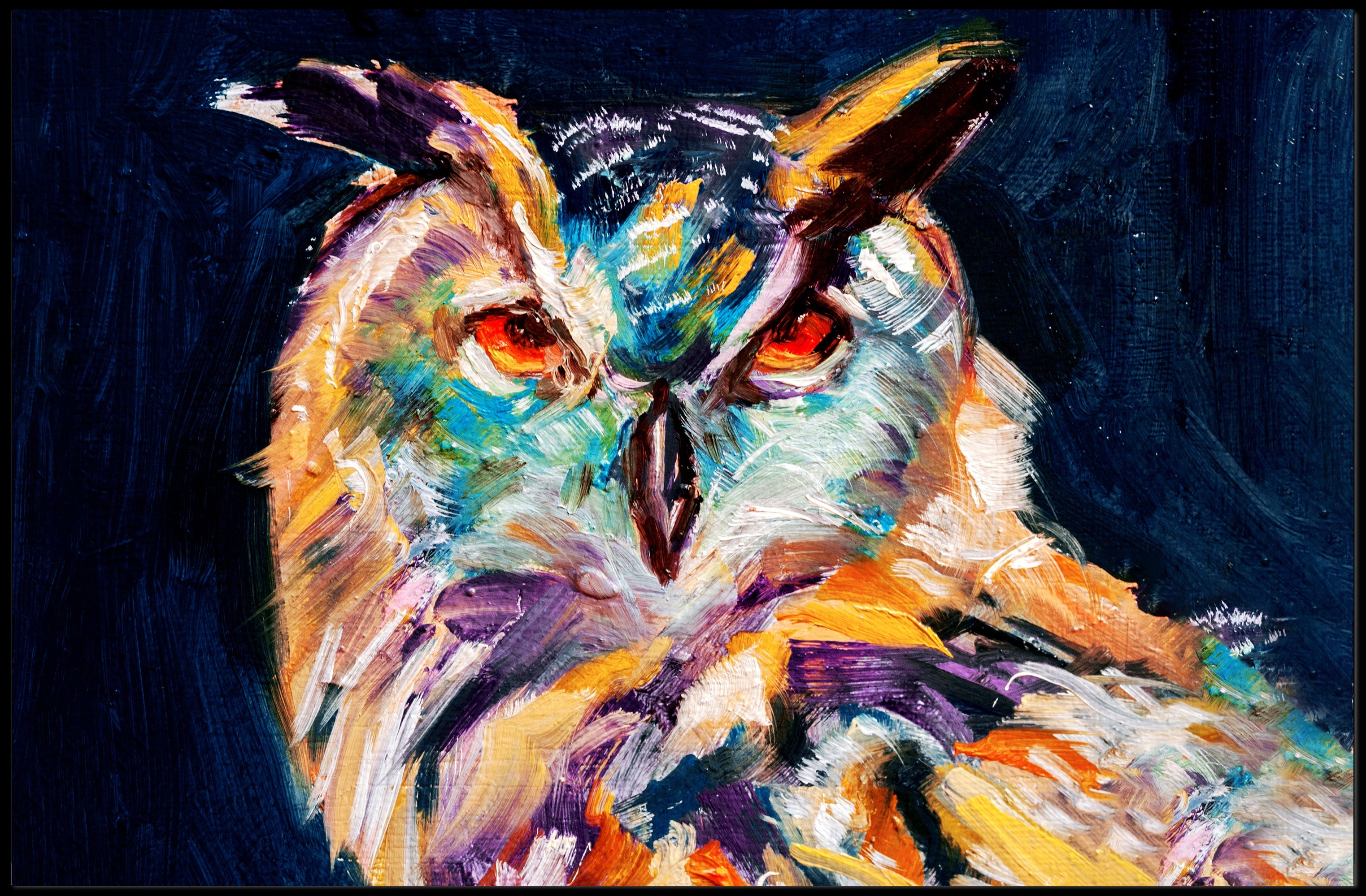 Expressive Stylized Owl Painting - Artistic Poster PosterGoat